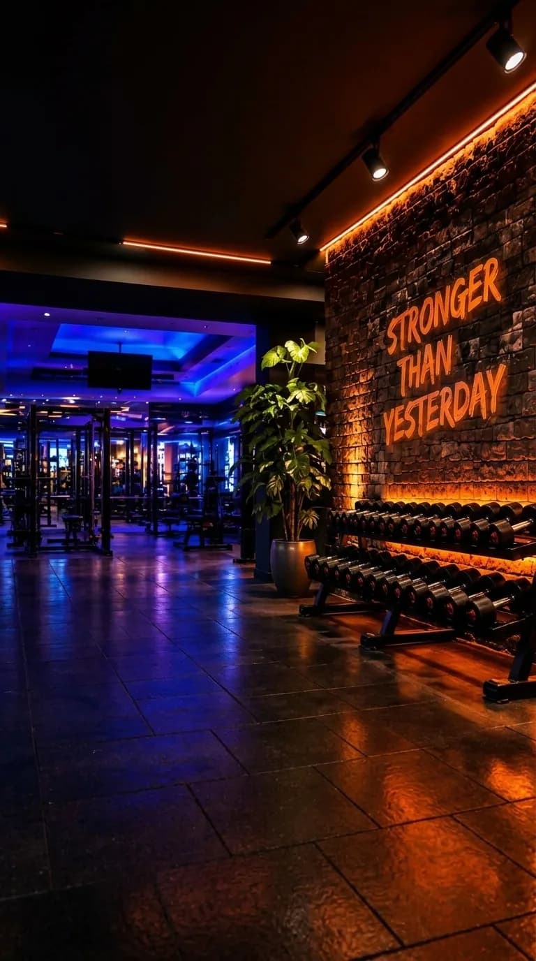 World Body Gym motivasyon temalı antrenman alanı görseli
