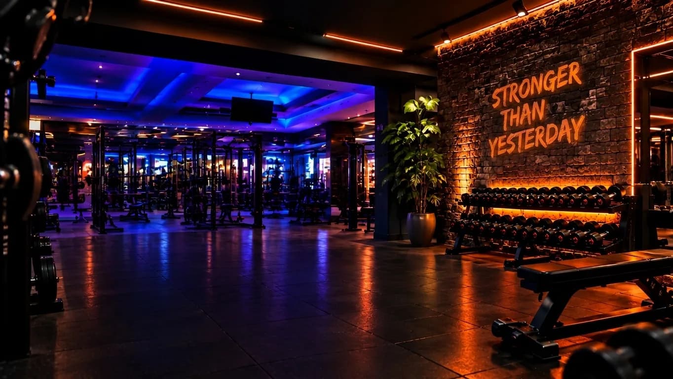 World Body Gym motivasyon temalı antrenman alanı görseli